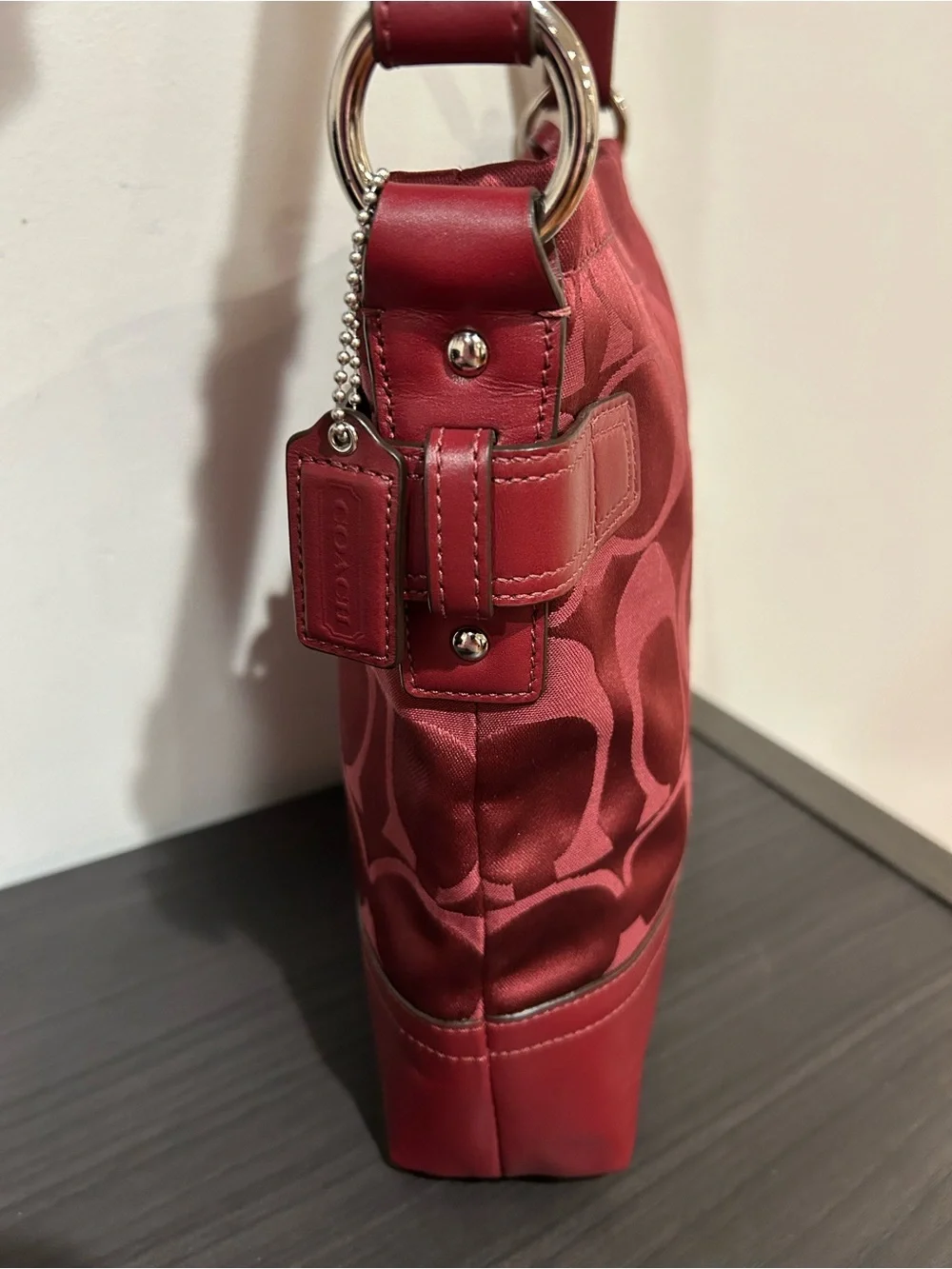 Coach Signature Sateen Chain Convertible Duffle/Shoulder Bag (Style F18862)